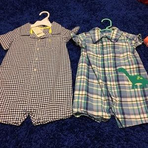 2 Carter’s Plaid Rompers